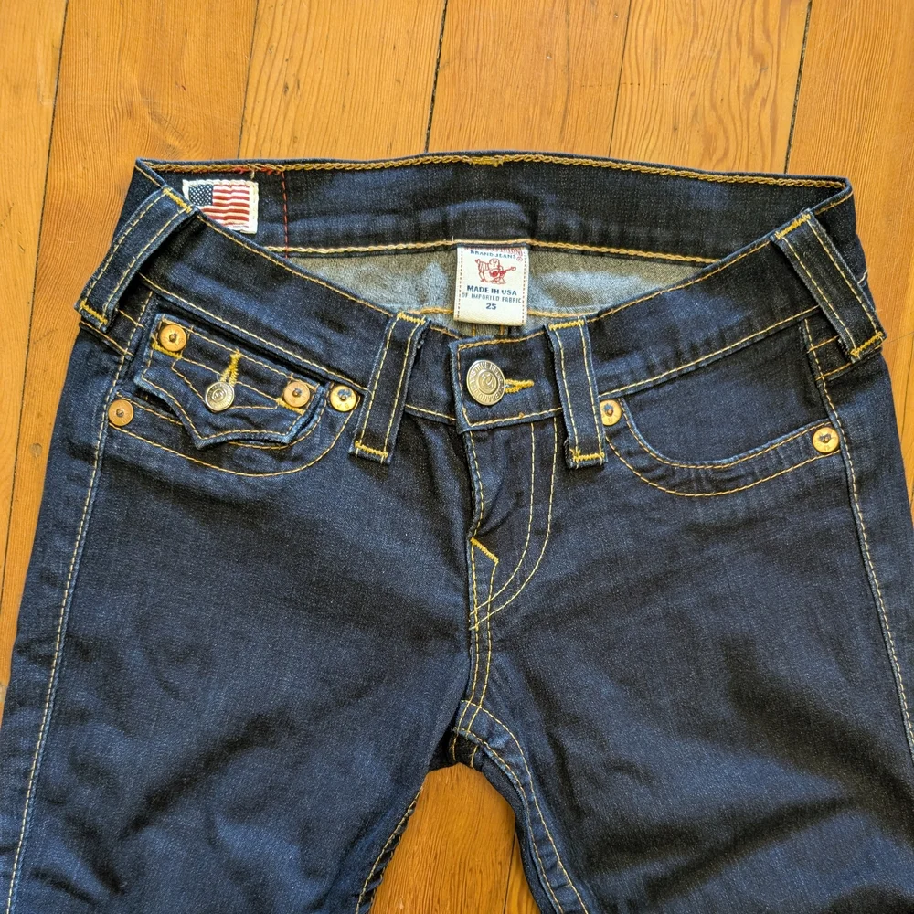 Y2K True Religion Women's Dark Indigo Blue Skinny Jeans Size 25 Indie Sleeze - Picture 5 of 8